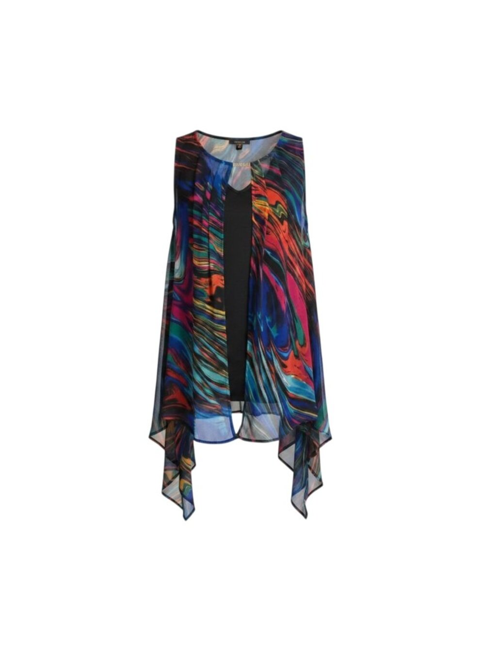 ​Cocomo Tunic Top Womens Medium M Multi Color Abstract Marble Chiffon Sharkbite